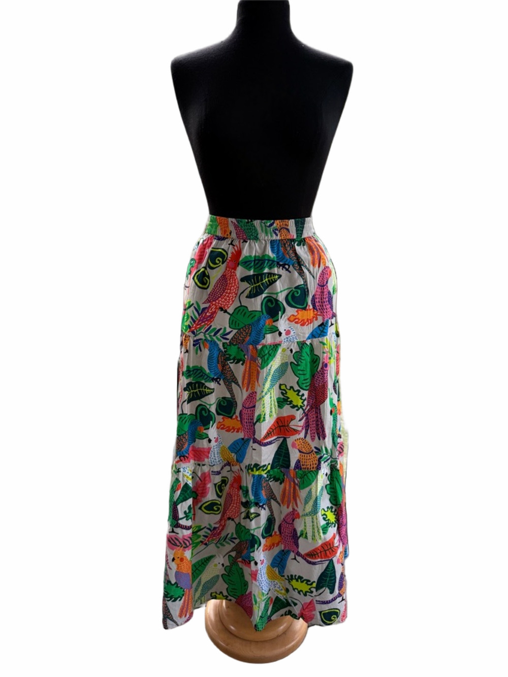 Oliphant Green Polly Tiered Cotton Maxi Skirt Medium* (Mislabeled) Tropical